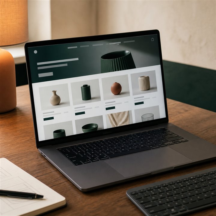 Projekt strony internetowej prezentowany na ekranie laptopa